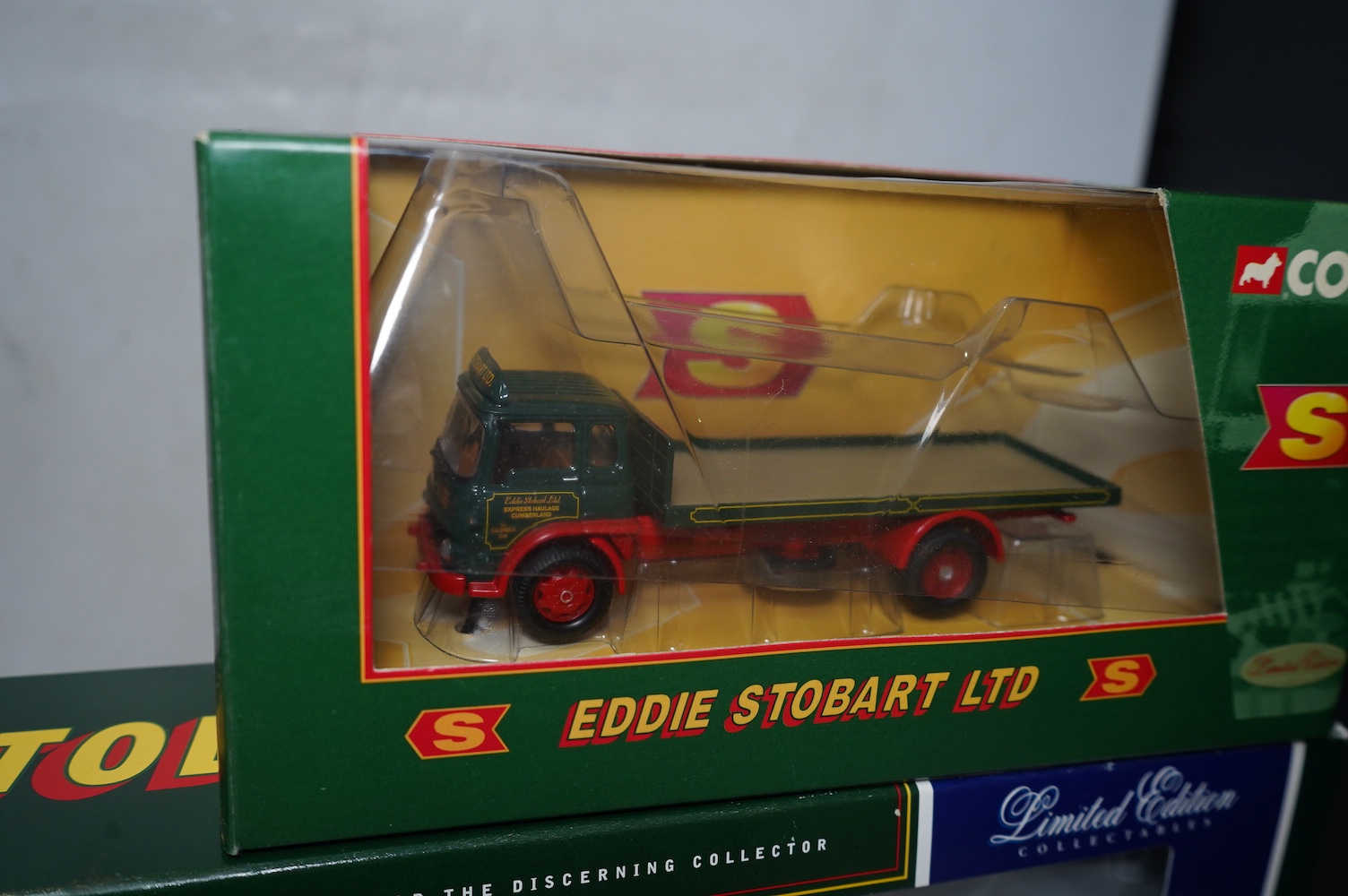 Thirteen boxed diecast Corgi Eddie Stobart commercial vehicles, including; tractor and trailer units, a Scammell Contractor Wrecker, flatbed lorries, curtainside lorries, etc. Condition - good.